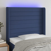 Hoofdbord 103x16x118/128 cm stof blauw LED