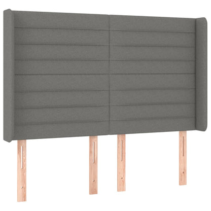 Hoofdbord LED 147x16x118/128 cm stof donkergrijs 147 x 16 x 118/128 cm Donkergrijs