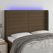 Hoofdbord 147x16x118/128 cm stof donkerbruin LED