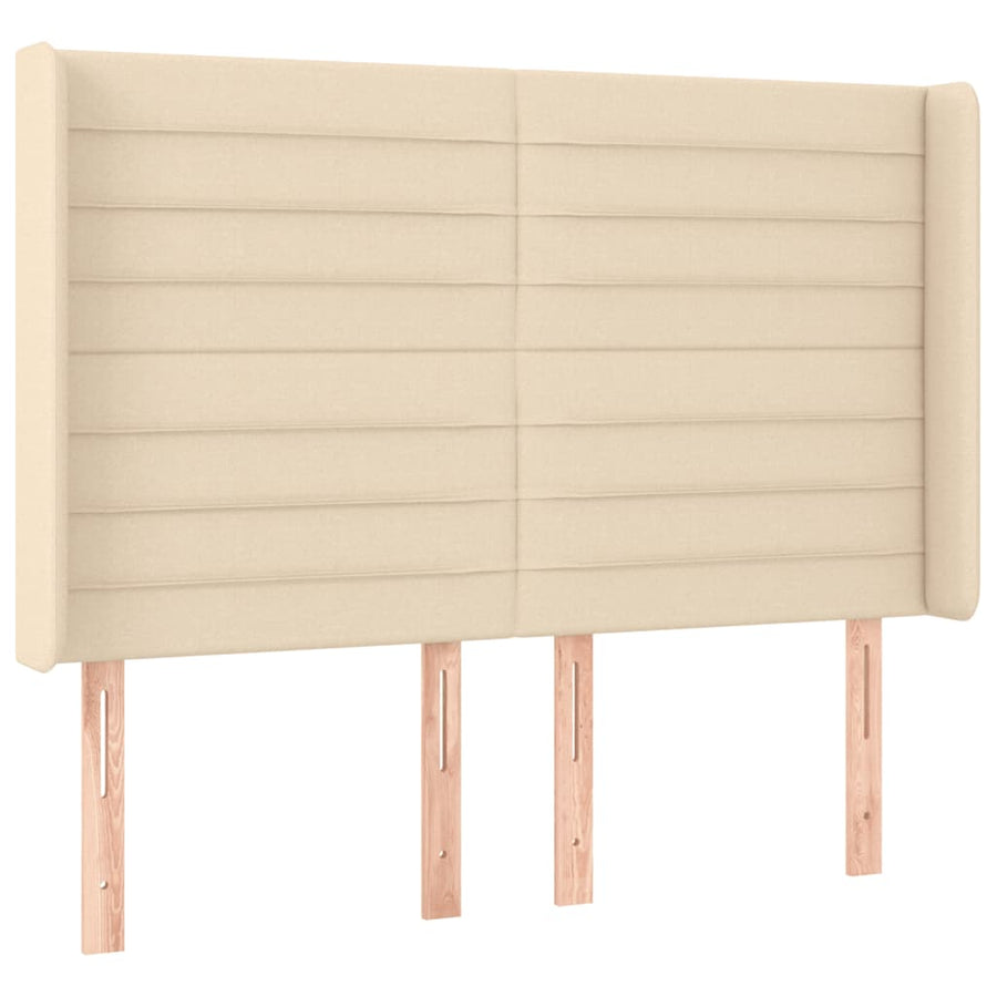 Hoofdbord Led Stof Kleurig 147 x 16 x 118/128 cm Crème