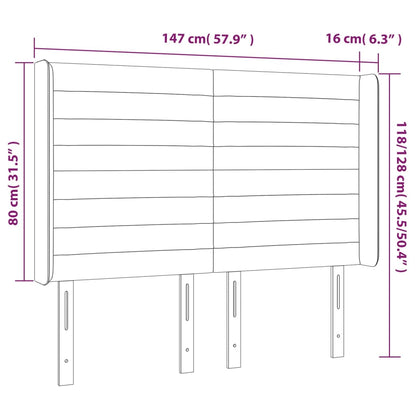 Hoofdbord Led Stof Kleurig 147 x 16 x 118/128 cm Crème