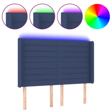 Hoofdbord LED 147x16x118/128 cm stof blauw 147 x 16 x 118/128 cm Blauw