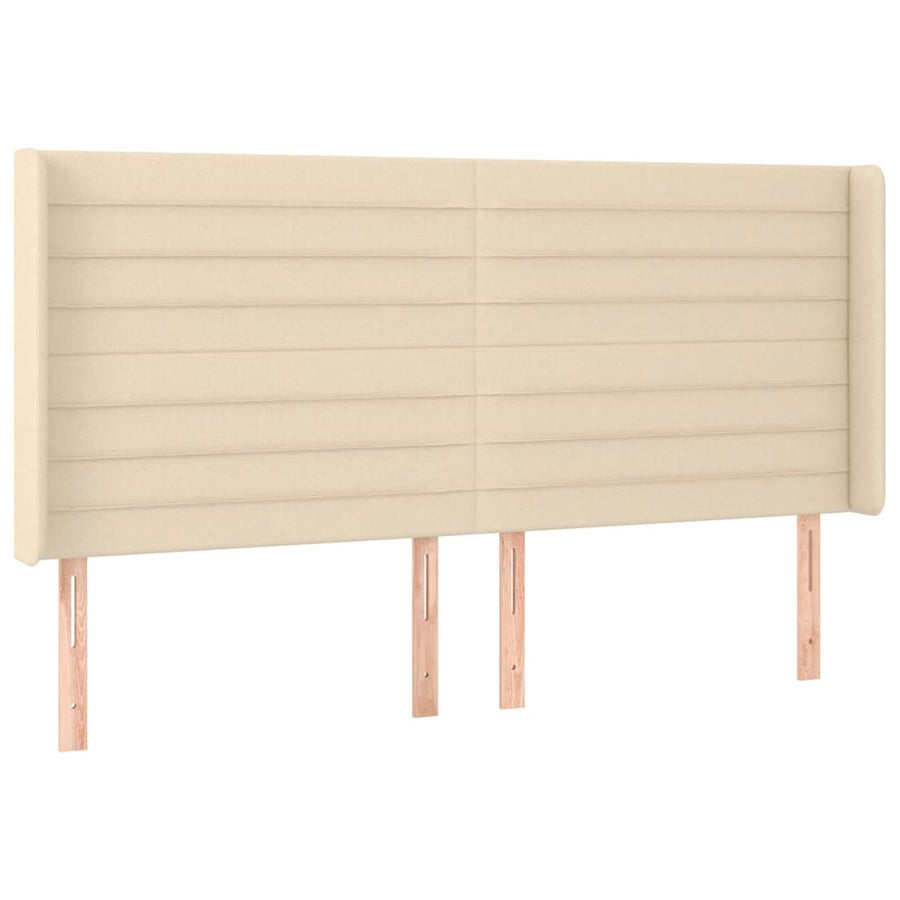 Hoofdbord Led Stof Kleurig 163 x 16 x 118/128 cm Crème
