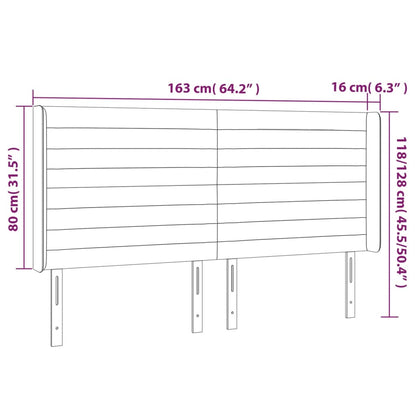 Hoofdbord Led Stof Kleurig 163 x 16 x 118/128 cm Crème