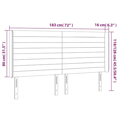 Hoofdbord LED 183x16x118/128 cm stof lichtgrijs 183 x 16 x 118/128 cm Lichtgrijs