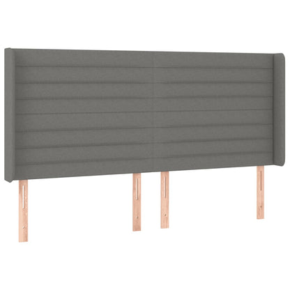 Hoofdbord LED 183x16x118/128 cm stof donkergrijs 183 x 16 x 118/128 cm Donkergrijs