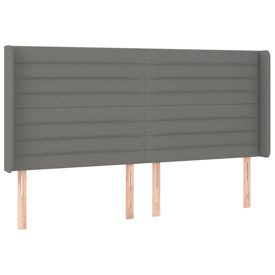 Hoofdbord LED 183x16x118/128 cm stof donkergrijs 183 x 16 x 118/128 cm Donkergrijs