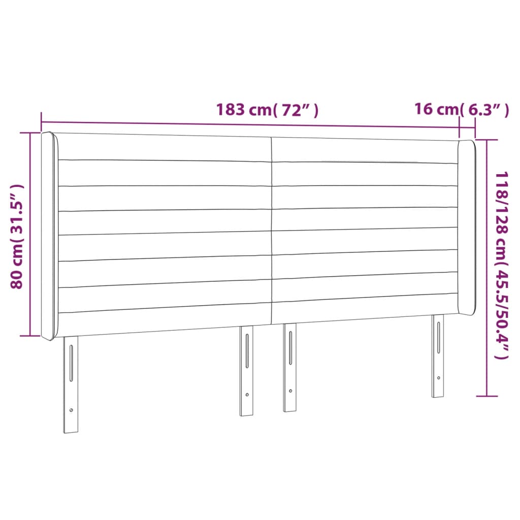 Hoofdbord Led Stof 183 x 16 x 118/128 cm Donkerbruin