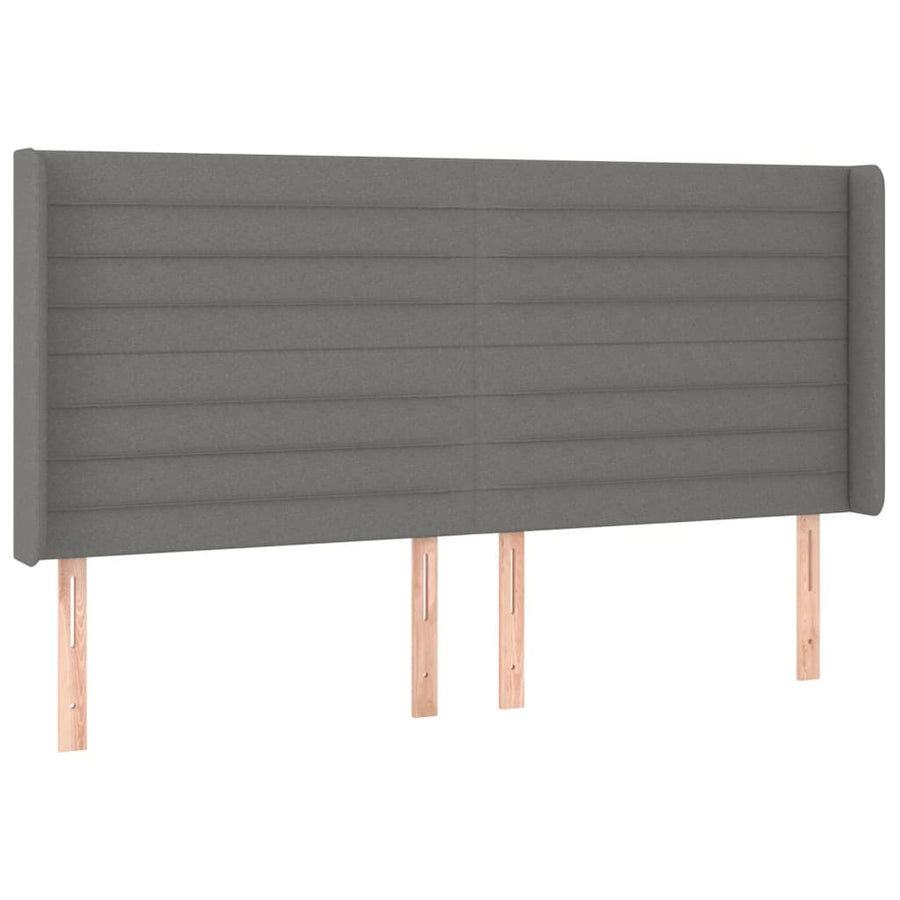 Hoofdbord Led Stof 203 x 16 x 118/128 cm Donkergrijs