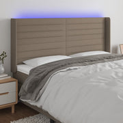 Hoofdbord 203x16x118/128 cm stof taupe LED