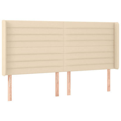 Hoofdbord LED 203x16x118/128 cm stof crèmekleurig