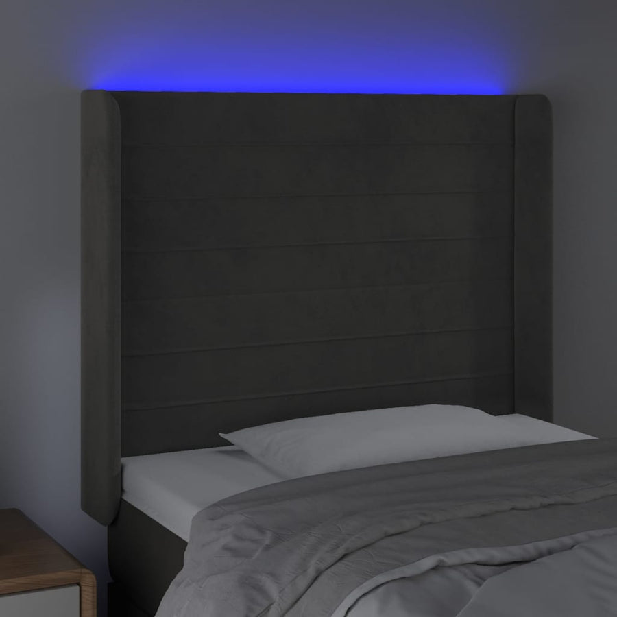 Hoofdbord Led 83X16X118/128 Cm Fluweel Donkergrijs
