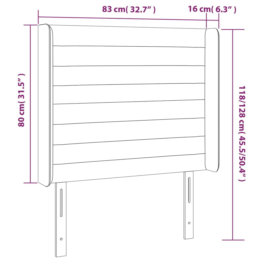 Hoofdbord Led 83X16X118/128 Cm Fluweel Donkergrijs
