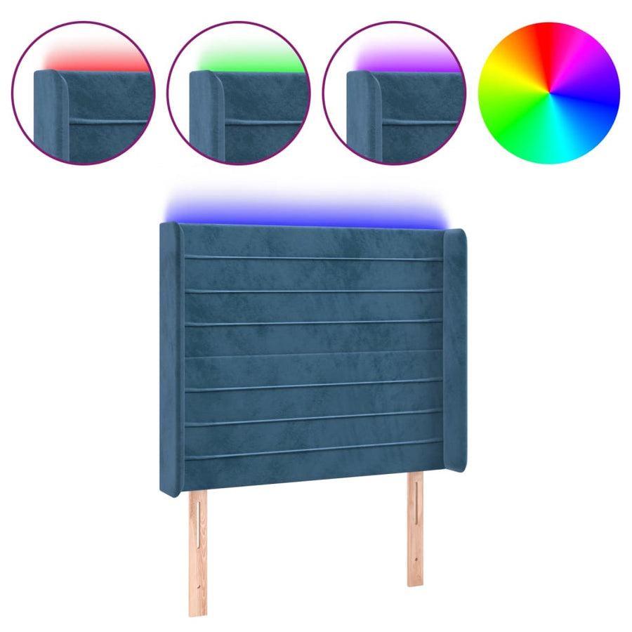 Hoofdbord Led Fluweel 83 x 16 x 118/128 cm