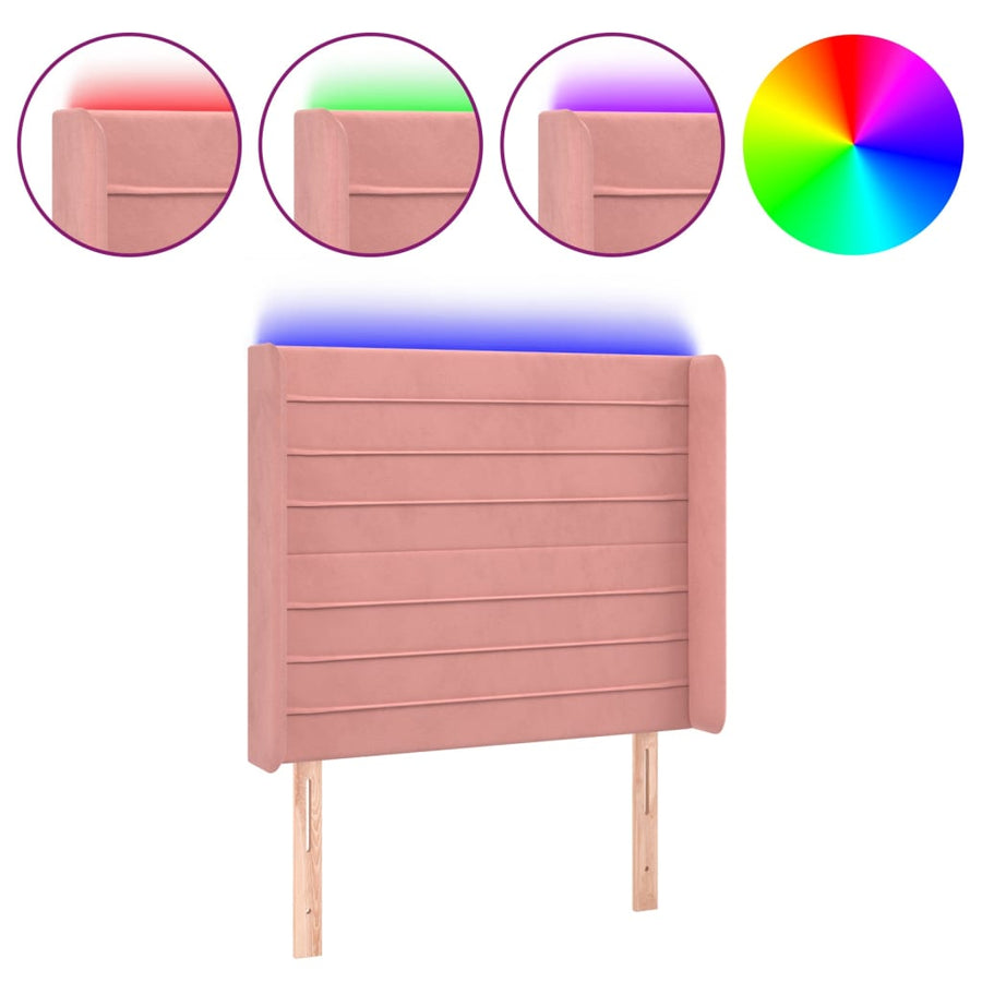 Hoofdbord LED 83x16x118/128 cm fluweel roze 83 x 16 x 118/128 cm Roze