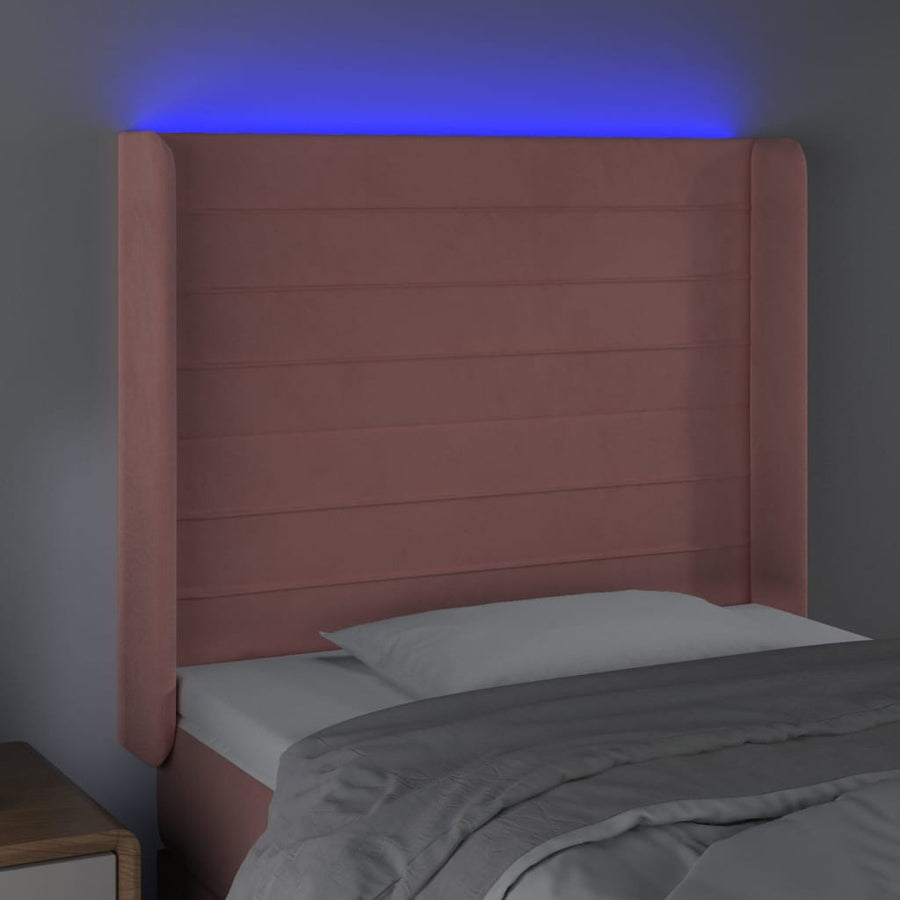 Hoofdbord LED 83x16x118/128 cm fluweel roze 83 x 16 x 118/128 cm Roze
