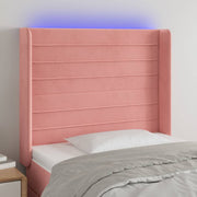 Hoofdbord 83x16x118/128 cm fluweel roze LED