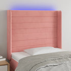 Headboard LED 93x16x118/128 cm velvet pink
