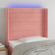 Hoofdbord 93x16x118/128 cm fluweel roze LED