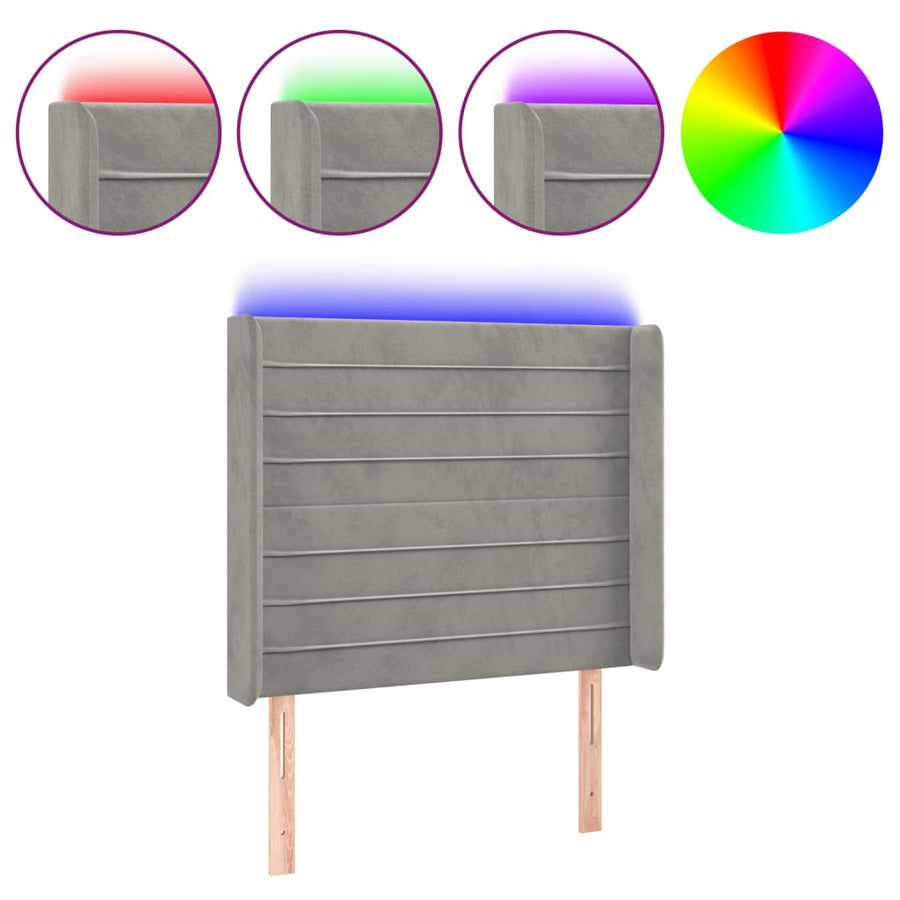 Hoofdbord Led 103X16X118/128 Cm Fluweel Lichtgrijs
