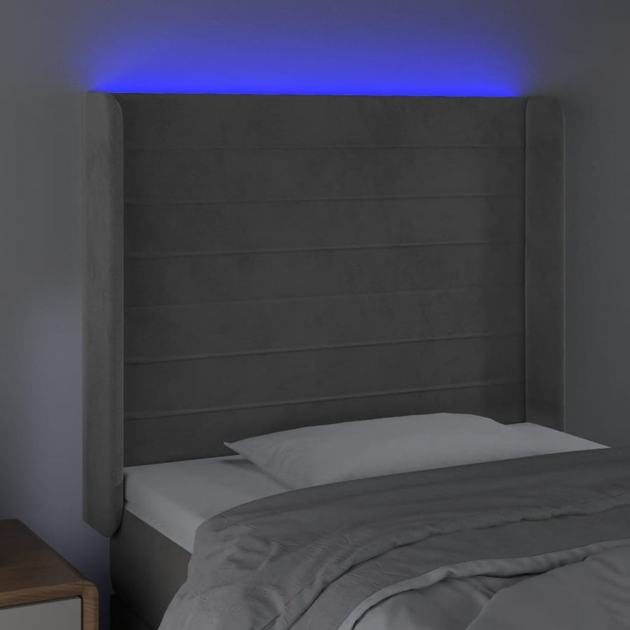 Hoofdbord Led 103X16X118/128 Cm Fluweel Lichtgrijs
