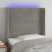 Hoofdbord 103x16x118/128 cm fluweel lichtgrijs LED