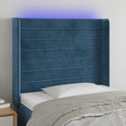 Hoofdbord fluweel blauw 103x16x118/128 cm led