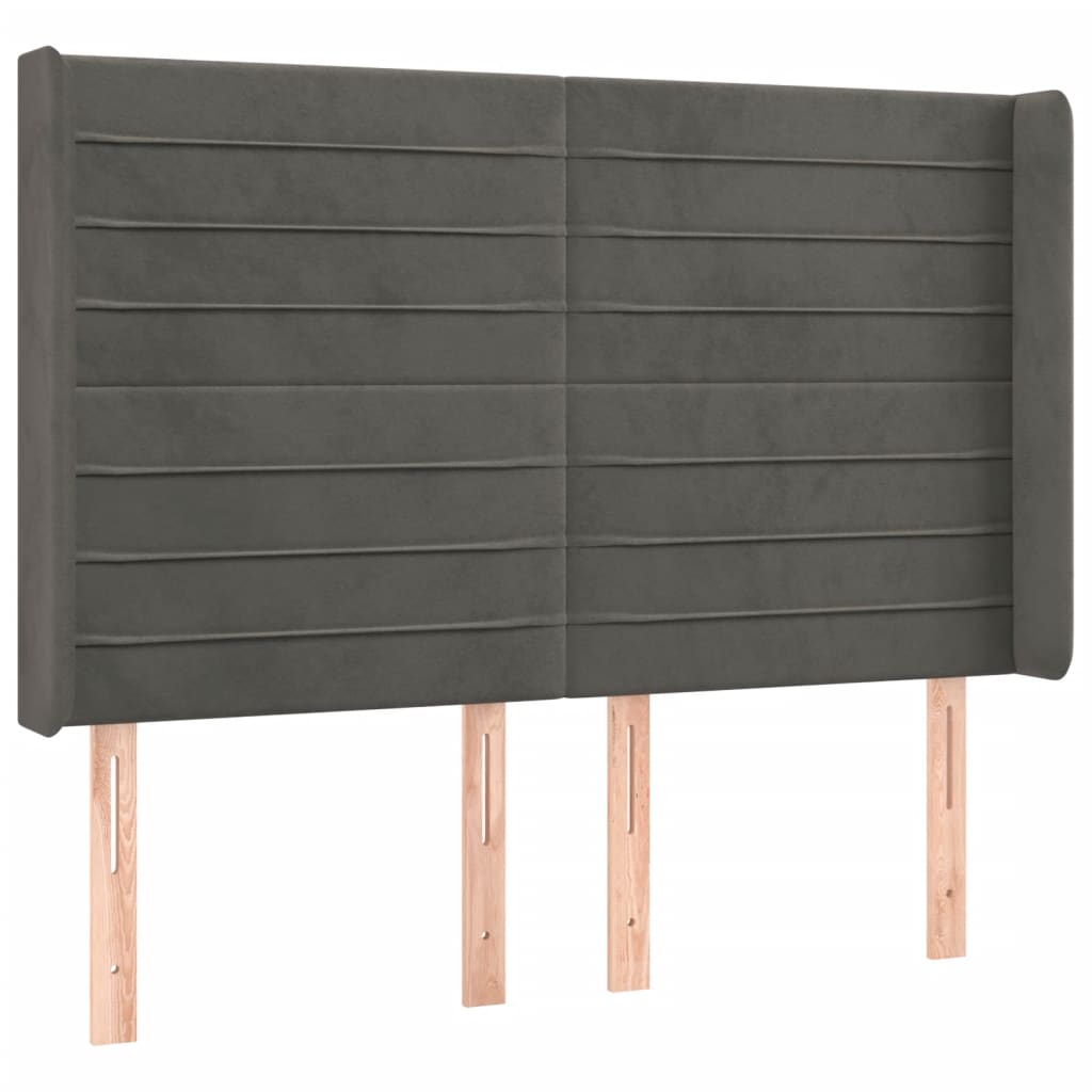 Hoofdbord Led 147X16X118/128 Cm Fluweel Donkergrijs