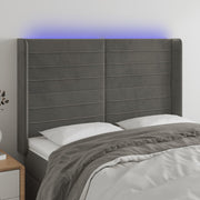 Headboard LED 147x16x118/128 cm velvet dark grey