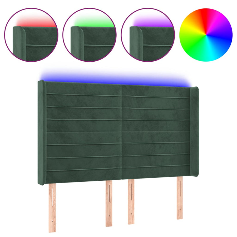 Hoofdbord Led Fluweel 147 x 16 x 118/128 cm