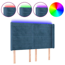 Hoofdbord Led 147X16X118/128 Cm Fluweel Donkerblauw
