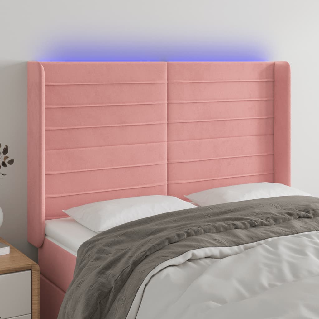 Hoofdbord Led 147X16X118/128 Cm Fluweel Roze