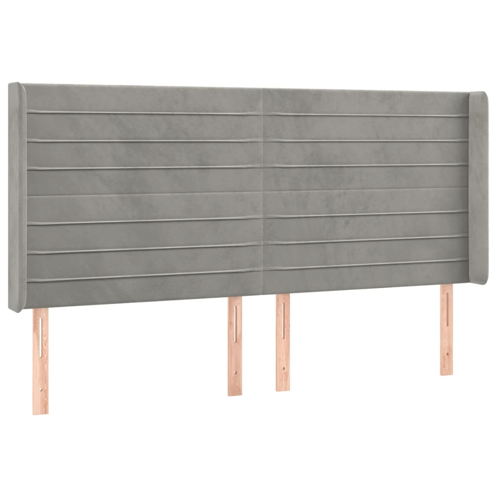 Hoofdbord Led 163X16X118/128 Cm Fluweel Lichtgrijs