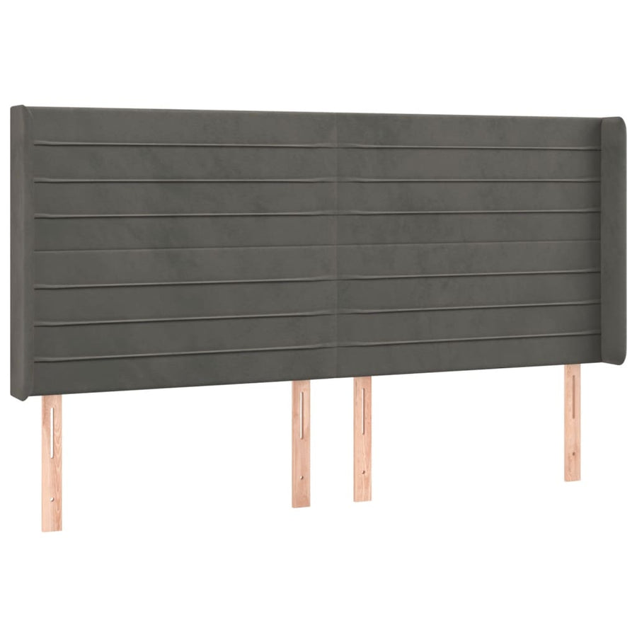 Hoofdbord Led 163X16X118/128 Cm Fluweel Donkergrijs