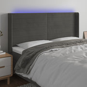 Headboard LED 163x16x118/128 cm velvet dark grey