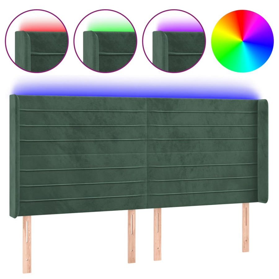 Hoofdbord Led Fluweel 163 x 16 x 118/128 cm