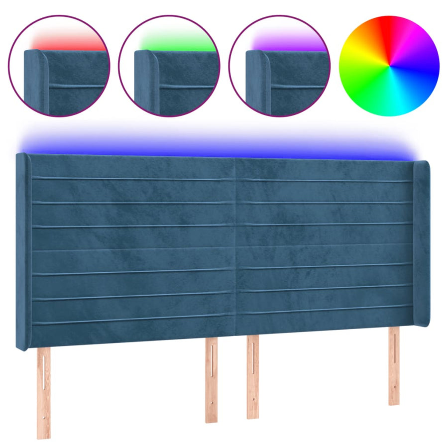 Hoofdbord Led Fluweel 163 x 16 x 118/128 cm
