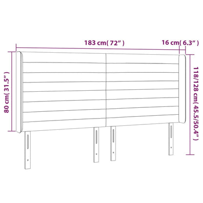 Hoofdbord Led 183X16X118/128 Cm Fluweel Donkergrijs