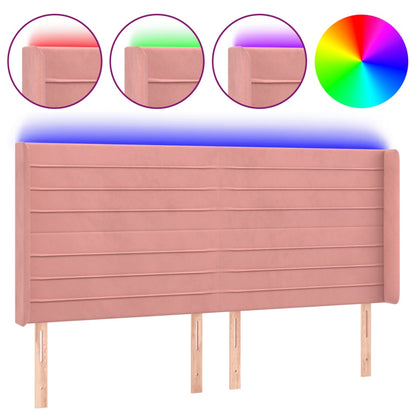 Hoofdbord Led 183X16X118/128 Cm Fluweel Roze
