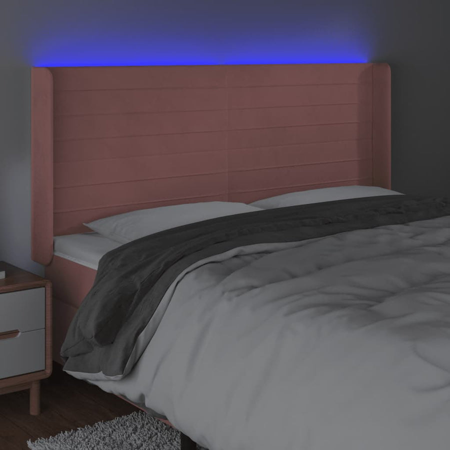 Hoofdbord Led 183X16X118/128 Cm Fluweel Roze