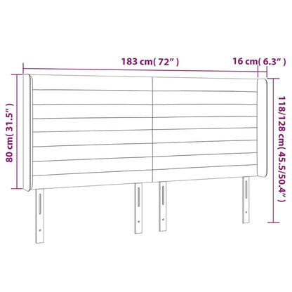 Hoofdbord Led 183X16X118/128 Cm Fluweel Roze