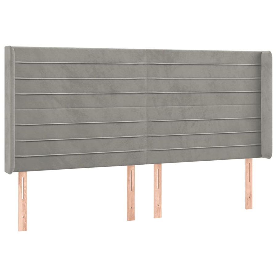 Hoofdbord Led 203X16X118/128 Cm Fluweel Lichtgrijs