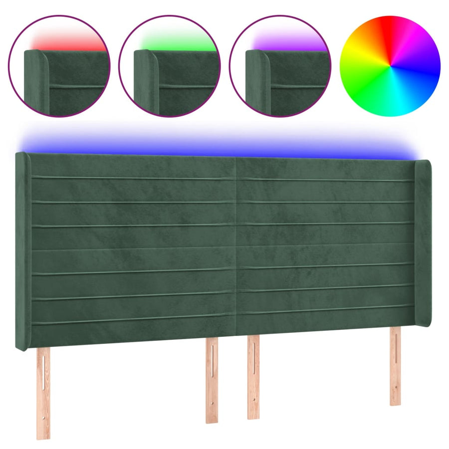 Hoofdbord Led Fluweel 203 x 16 x 118/128 cm