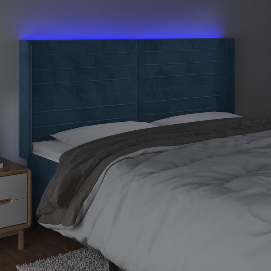 Hoofdbord Led Fluweel 203 x 16 x 118/128 cm