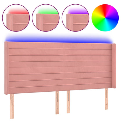 Hoofdbord Led 203X16X118/128 Cm Fluweel Roze