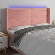 Headboard LED 203x16x118/128 cm velvet pink