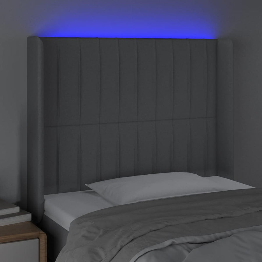 Hoofdbord Led Stof 83 x 16 x 118/128 cm Lichtgrijs