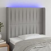 Hoofdbord LED 83x16x118/128 cm lichtgrijs stof