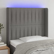 Hoofdbord 83x16x118/128 cm stof donkergrijs LED