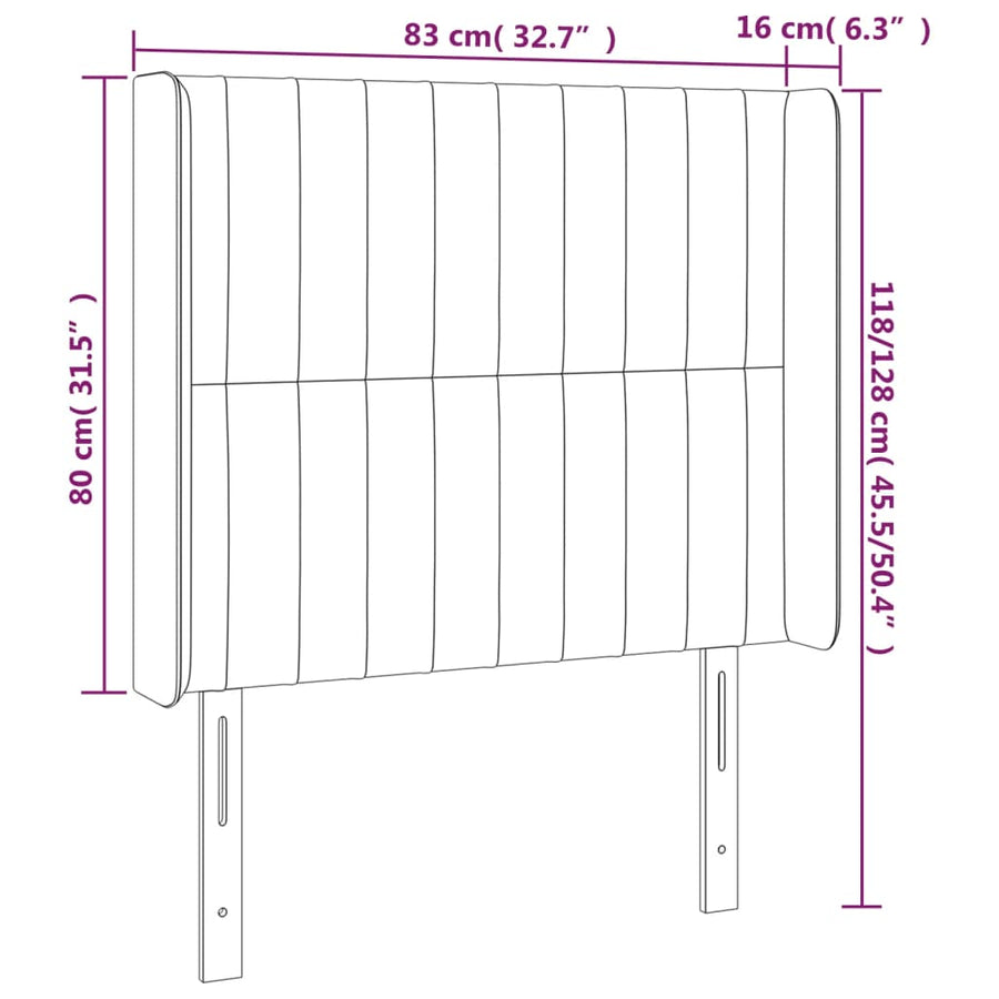 Hoofdbord Led Stof 83 x 16 x 118/128 cm Zwart